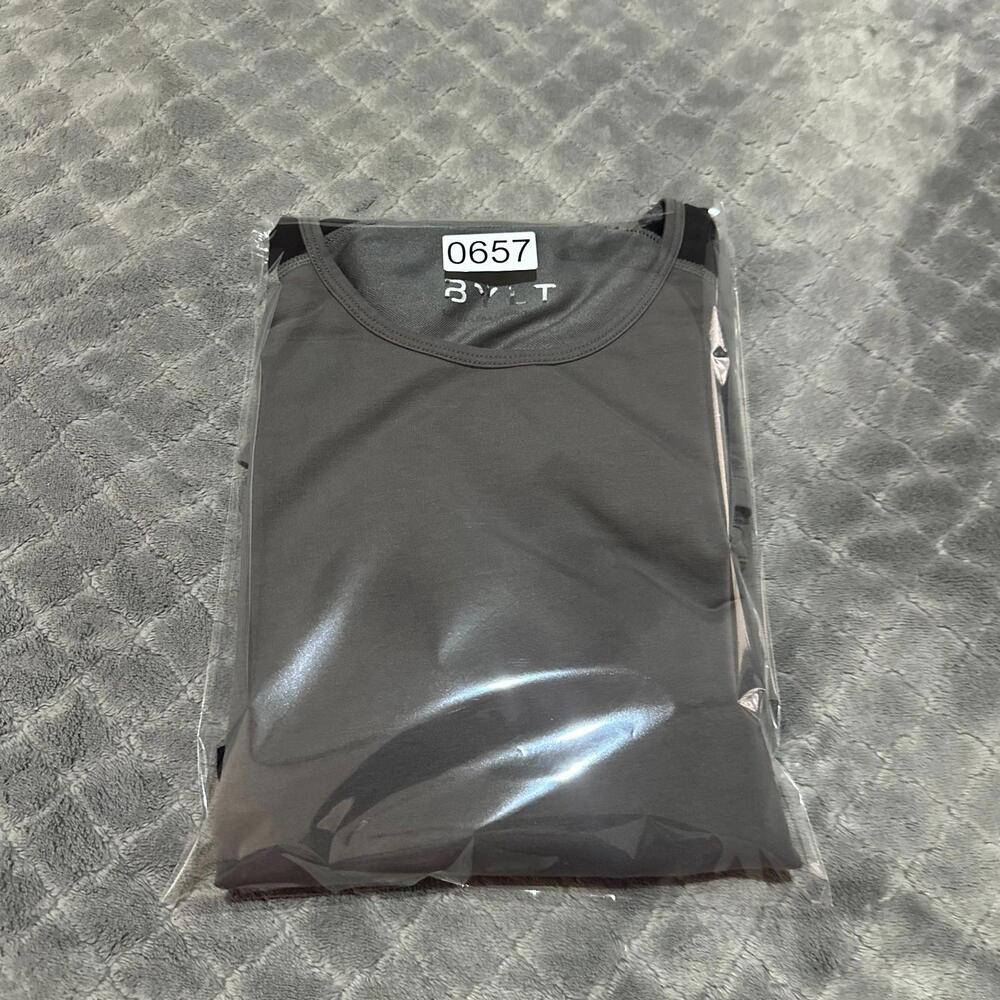 BYLT Shirt Men Medium M Black Gray Drop Cut Lux Baseball 3/4 Sleeve Performance - Picture 6 of 6